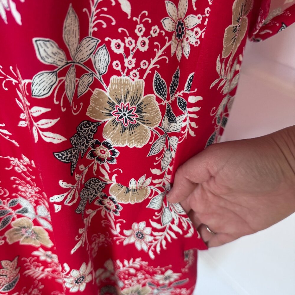 J. Jill size Large red floral dress - Picture 6 of 11